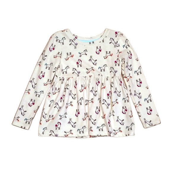 NWT Ivory/Cream Unicorn Print Fit & Flare Shirt - Girls Toddler 3T - Cat & Jack - Picture 1 of 3